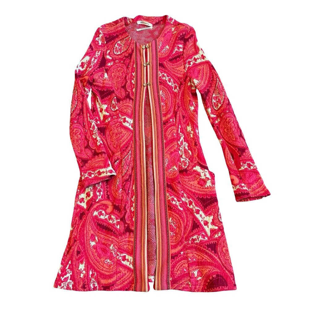 Aldomartins Anthropologie Long-Length Bohemian Sweater Cardigan Bold Print Small